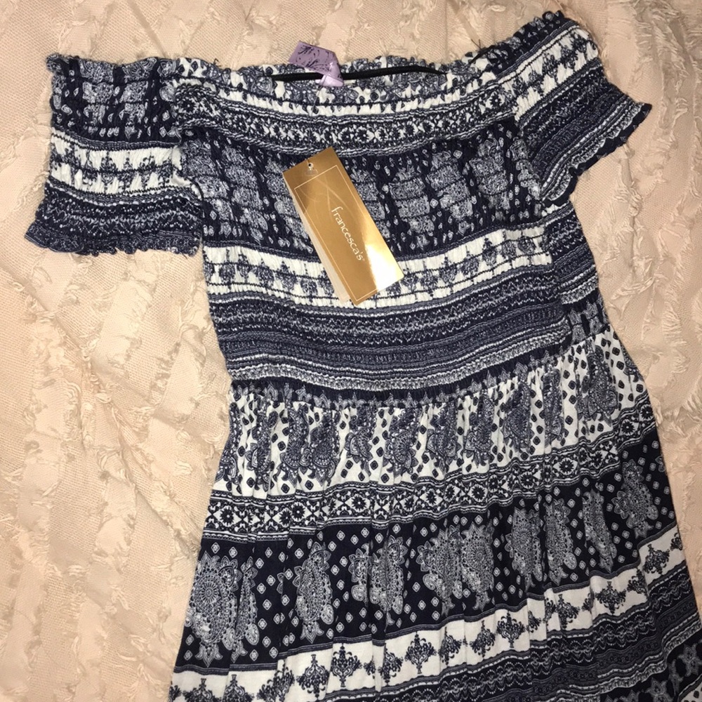 Francesca’s Navy Maxi Dress w/ Print